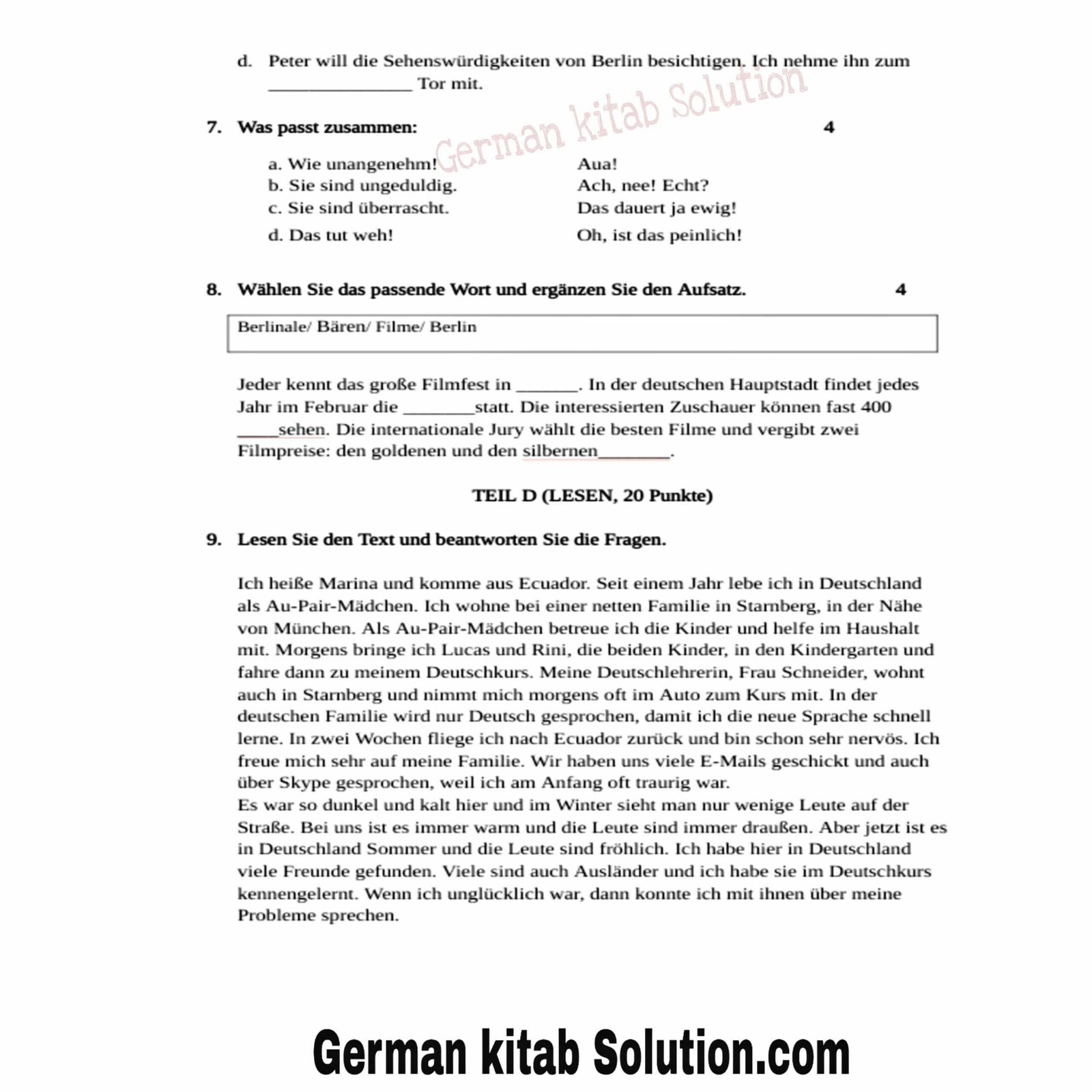 German Sample Paper A1 Level|Deutsch Certificate Exam A1 Delhi ...